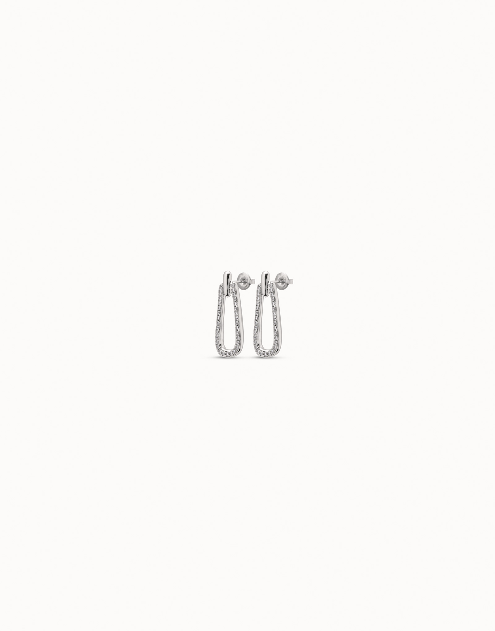 Sterling silver-plated link shaped earrings with topaz, Silver, large image number null