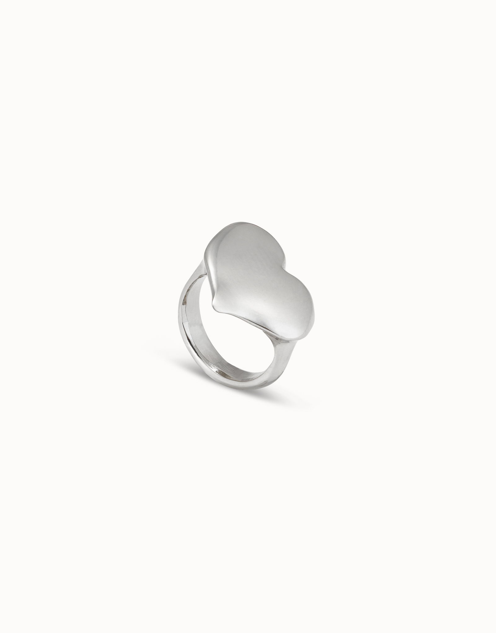 Sterling silver-plated large heart shaped ring, Silver, large image number null