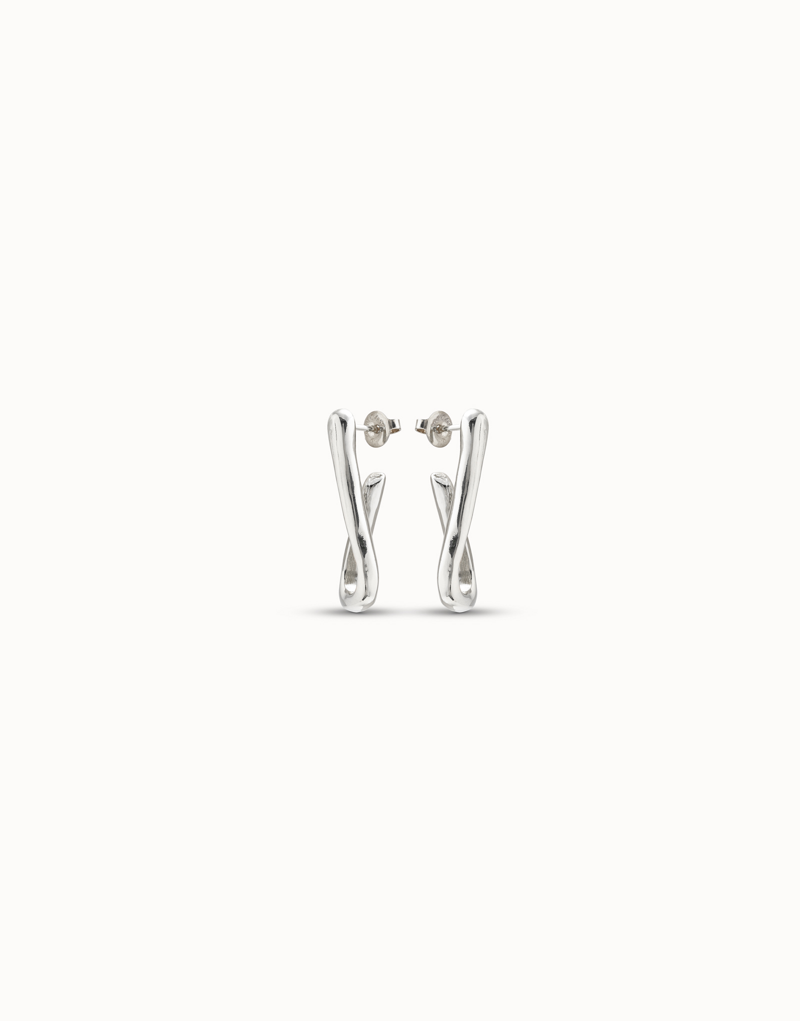 Boucles d’oreilles plaquées argent en forme de maillon, Argent, large image number null