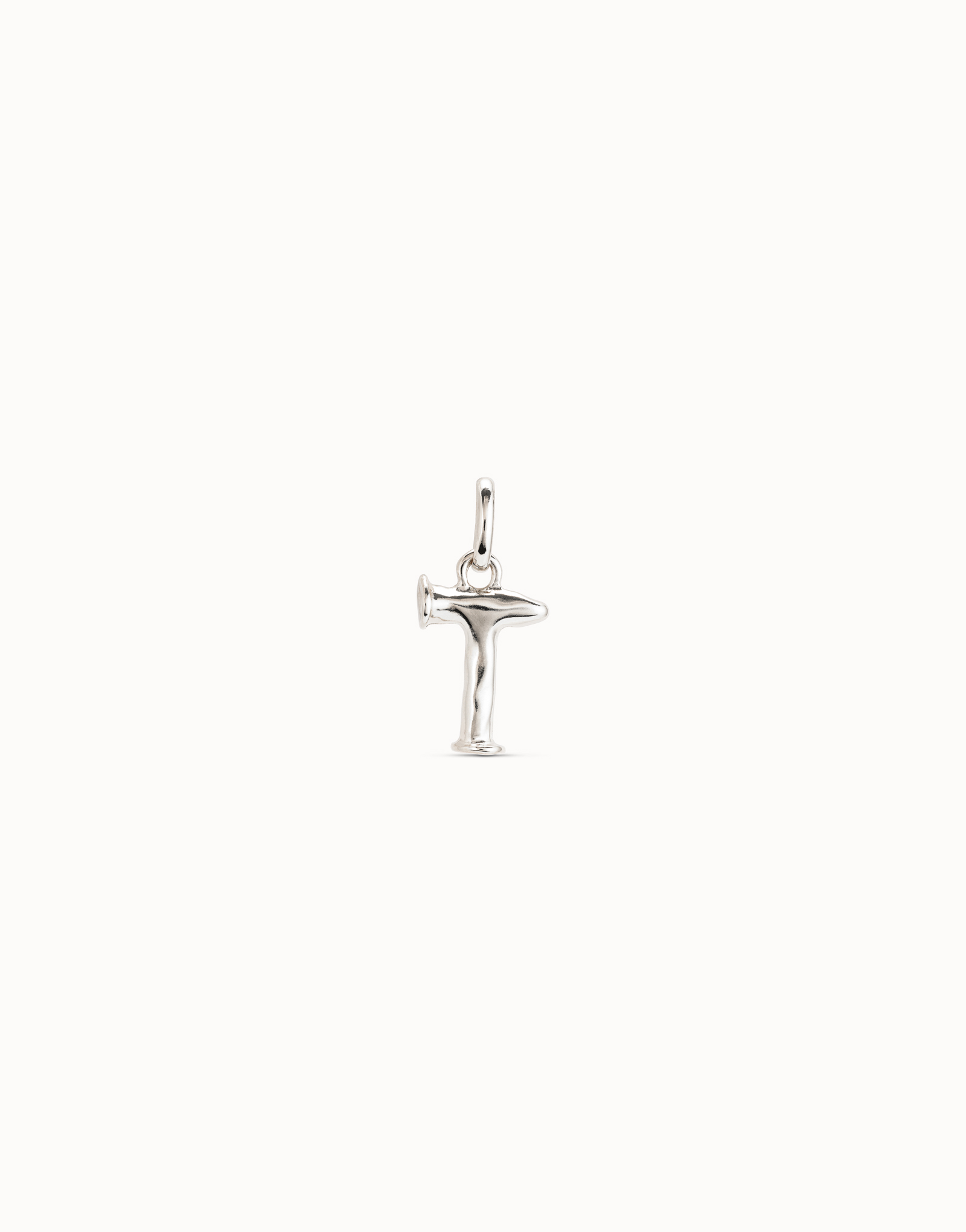 Sterling silver-plated letter T charm, Silver, large image number null
