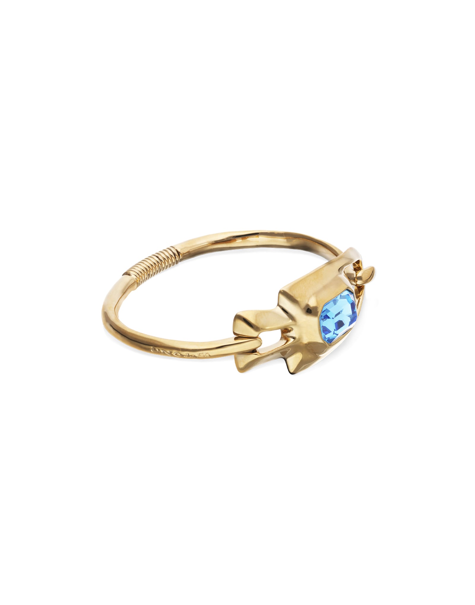Semi-rigid bracelet with blue faceted crystal