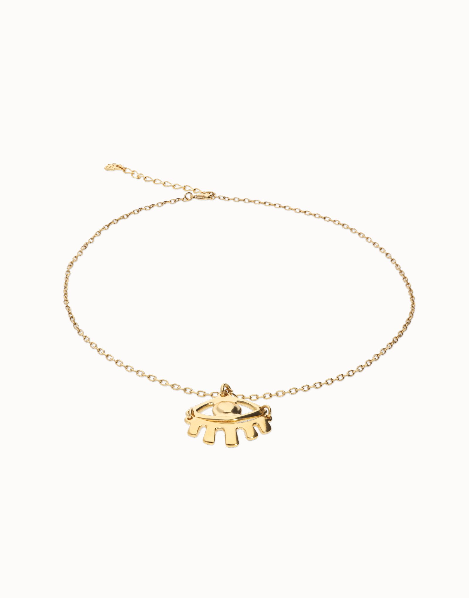 Collar corto bañado en oro 18k con detalle de ojo pequeño, Dorado, large thumbnail