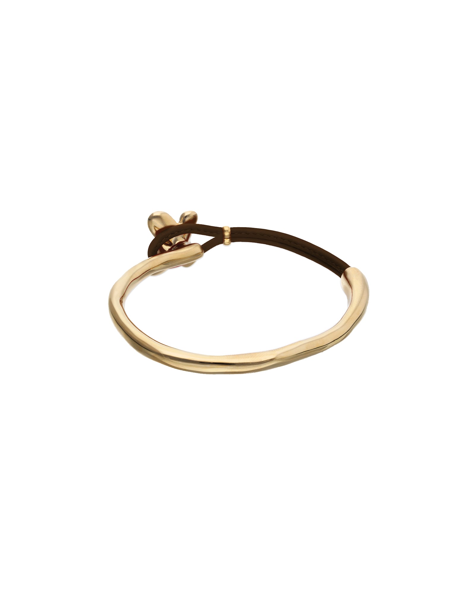 Brown leather bracelet with butterfly ornament