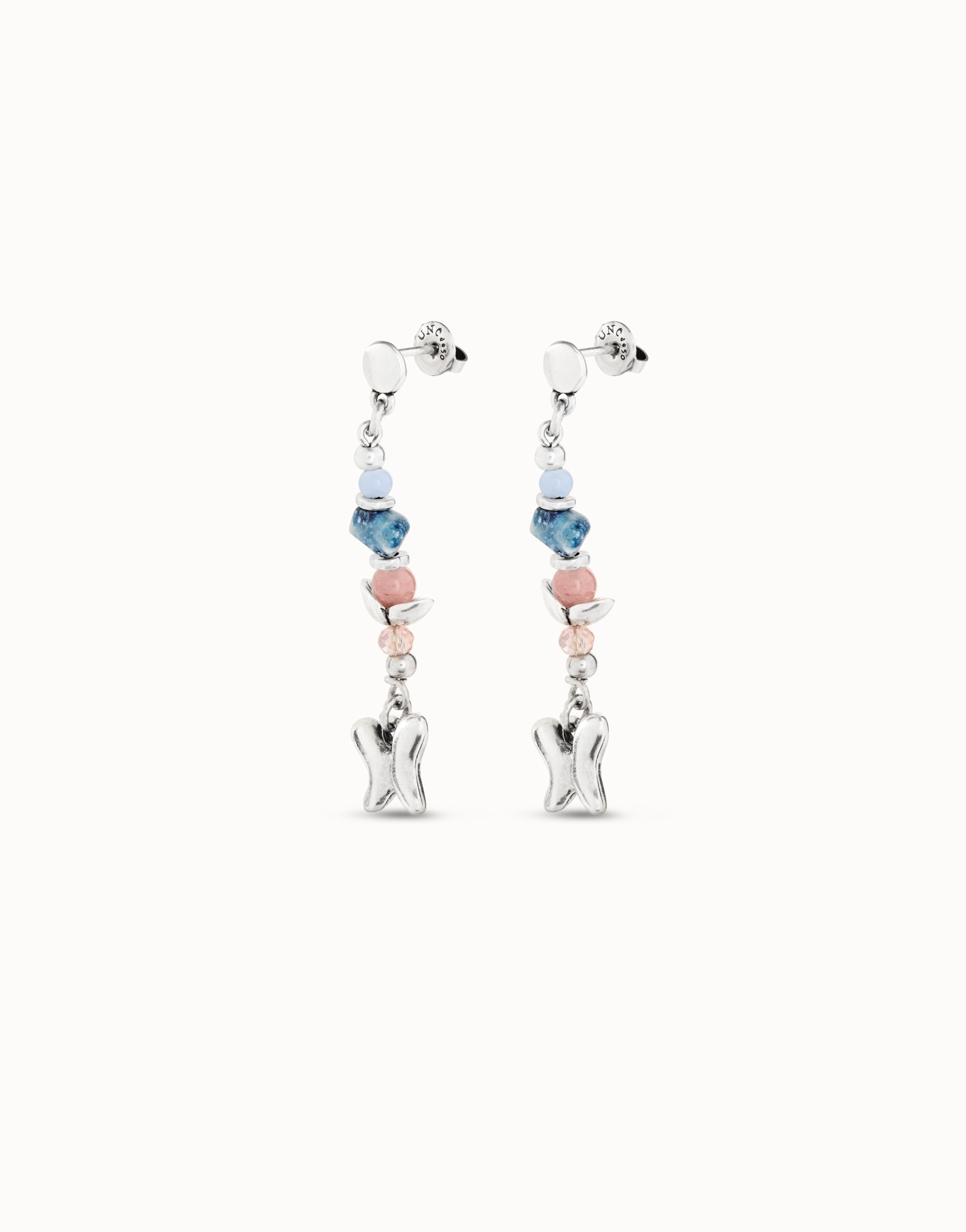 Boucles d’oreilles plaquées argent avec cristaux artisanaux multicolores, Argent, large image number null