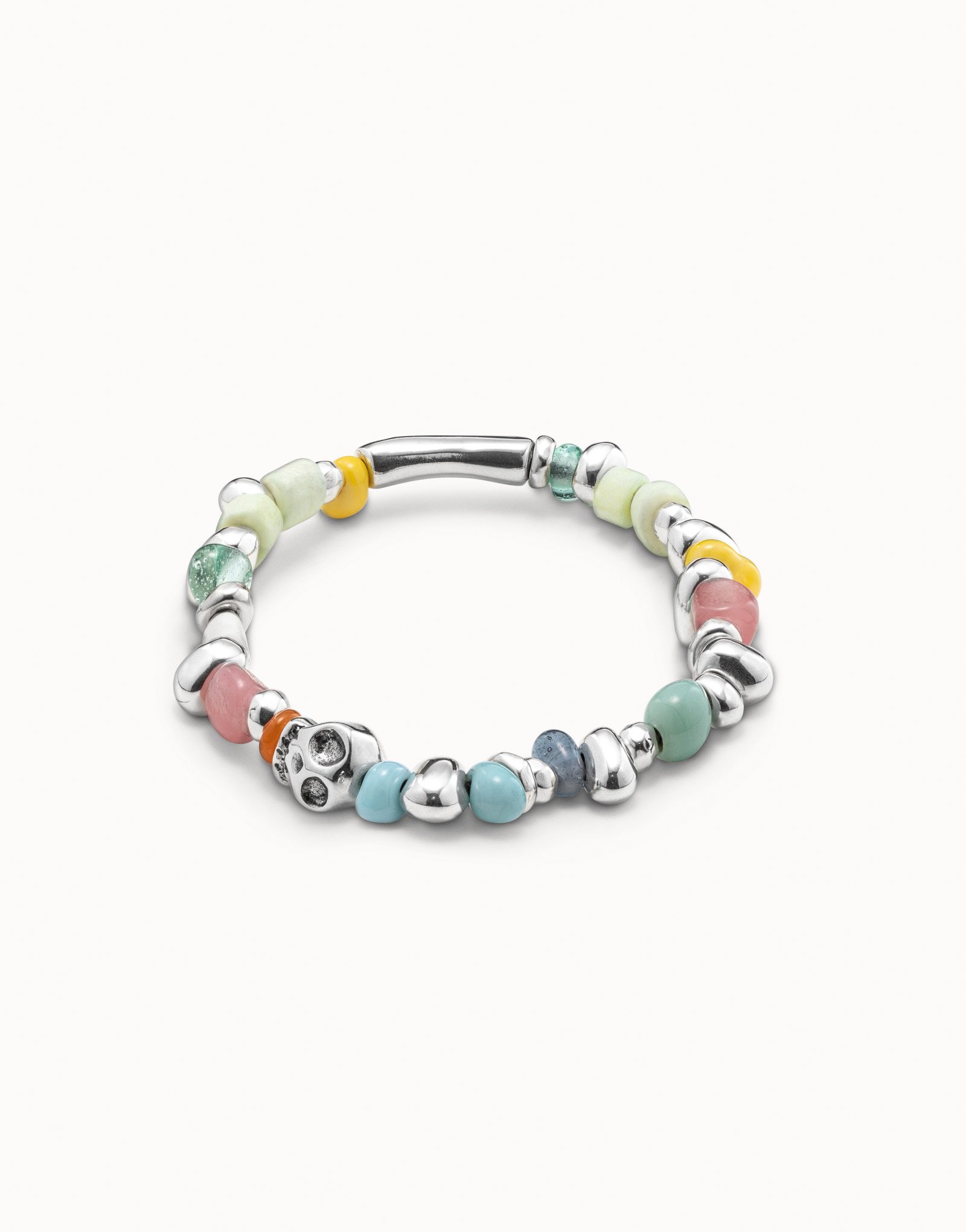 Bracciale elastico placcato argento Sterling e cristalli multicolore, , large image number null