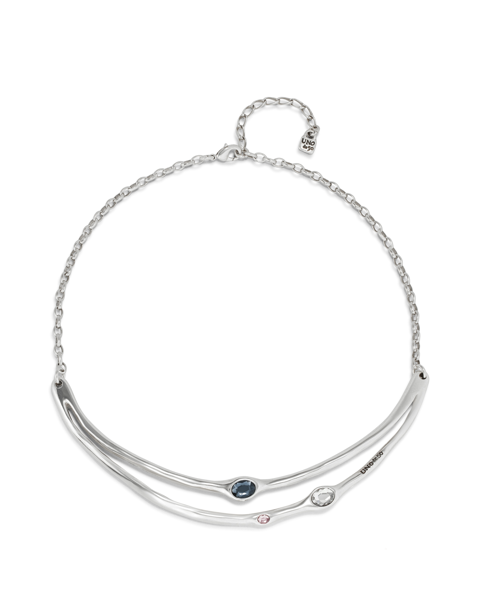 Collana rigida placcata argento Sterling con cristalli neri, Argent, large image number null