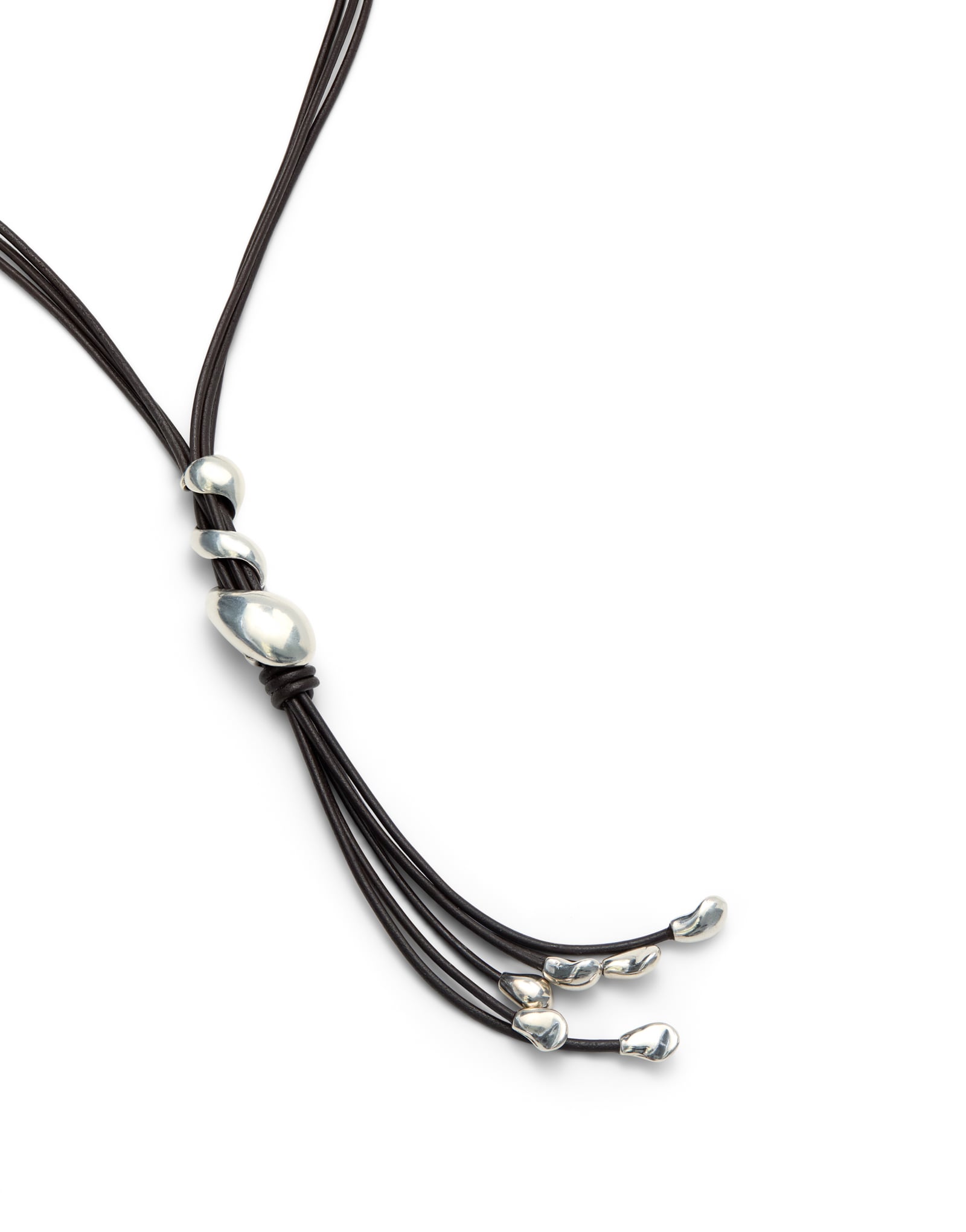 Long leather necklace with a spiral