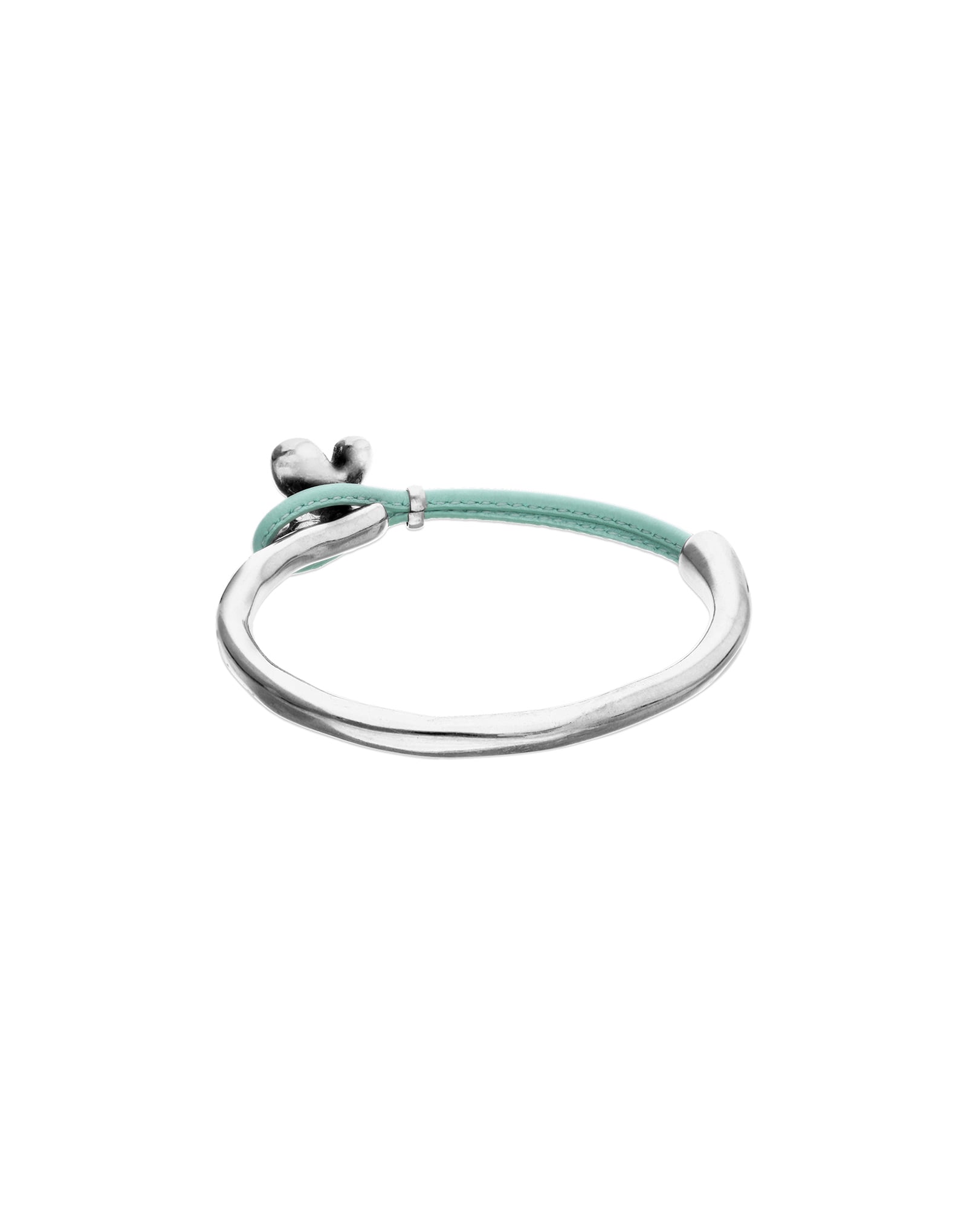 Turquoise leather bracelet with butterfly ornament