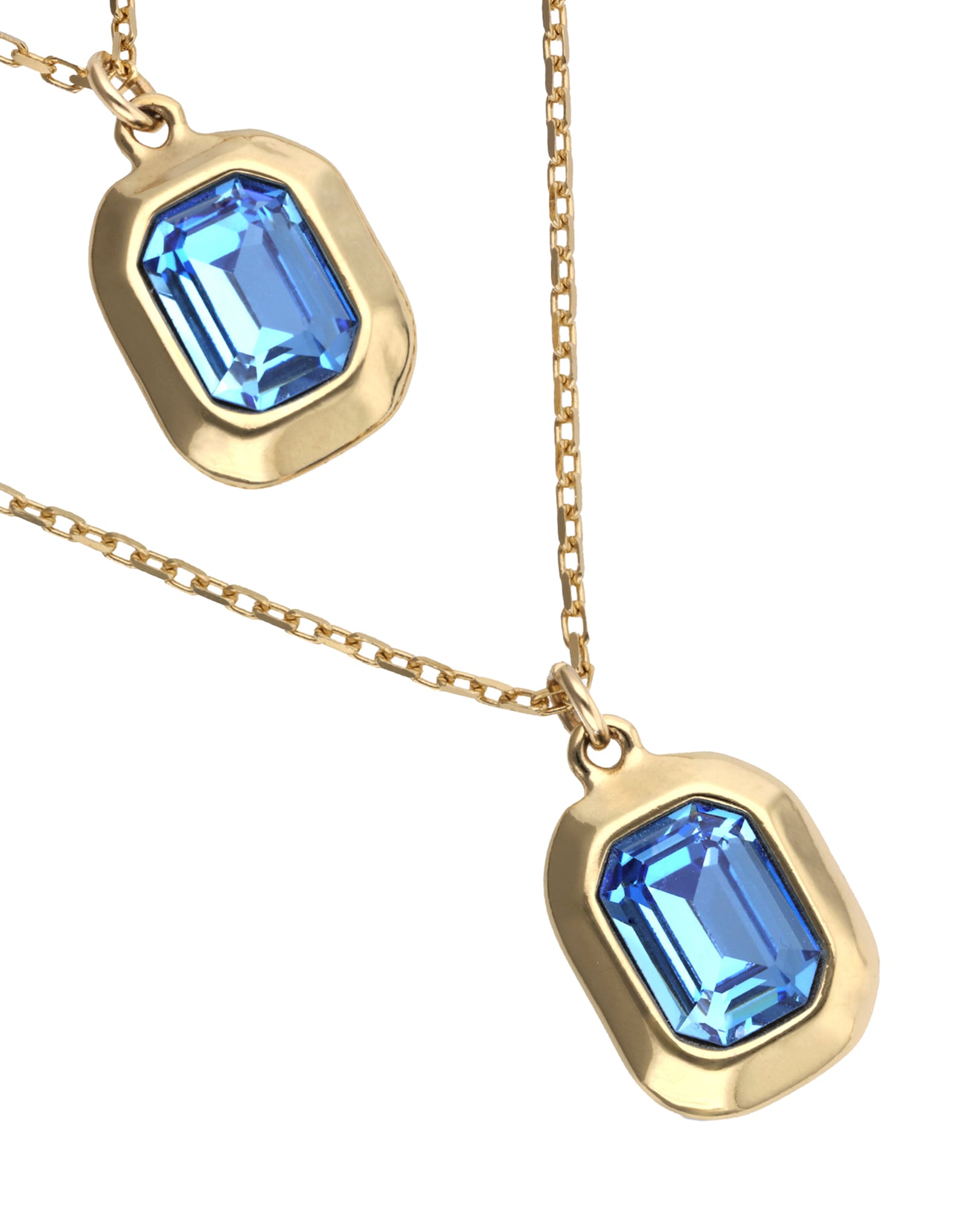 Double necklace with two rectangular faceted crystals