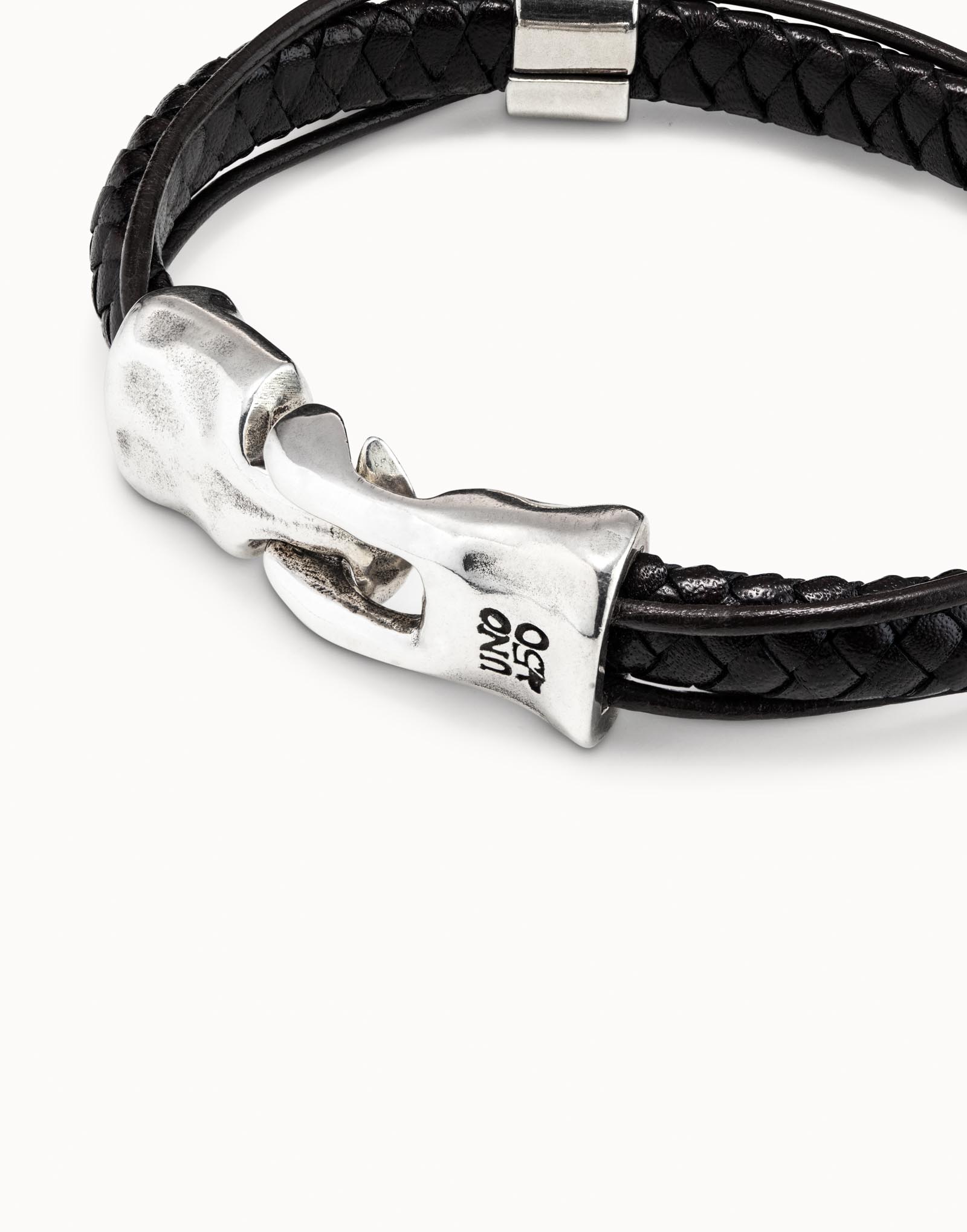 Sterling silver-plated leather bracelet, , large image number null