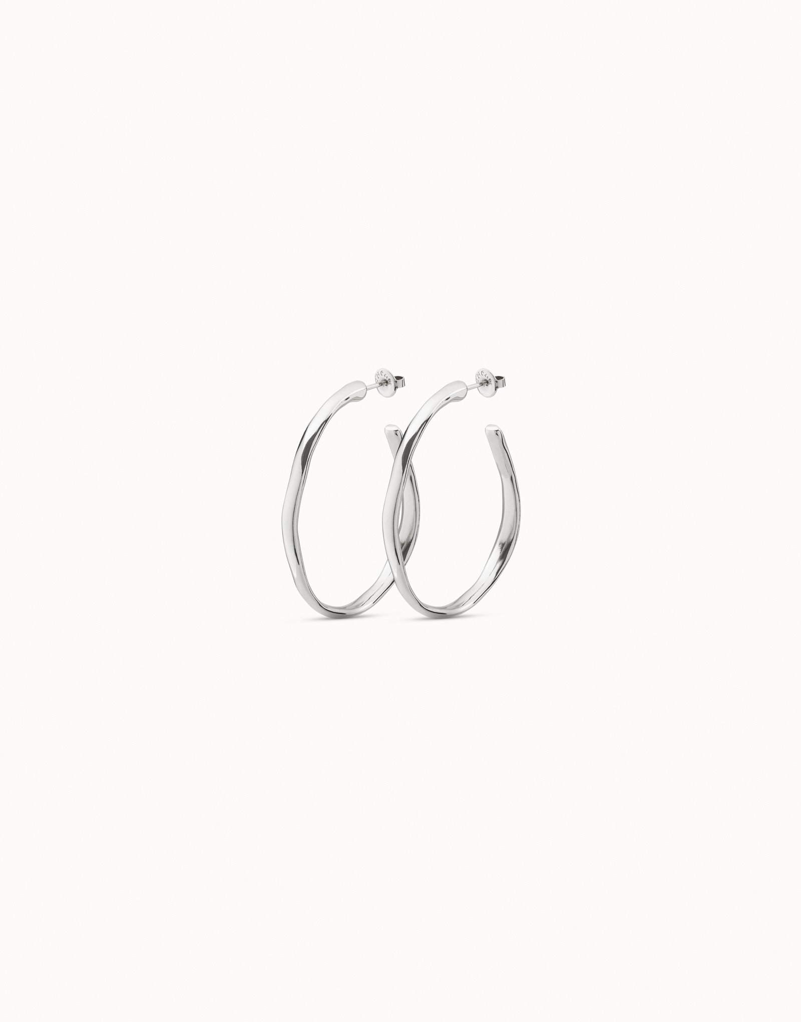 Boucles d’oreilles plaquées argent en forme d’anneau ouvert, Argent, large image number null