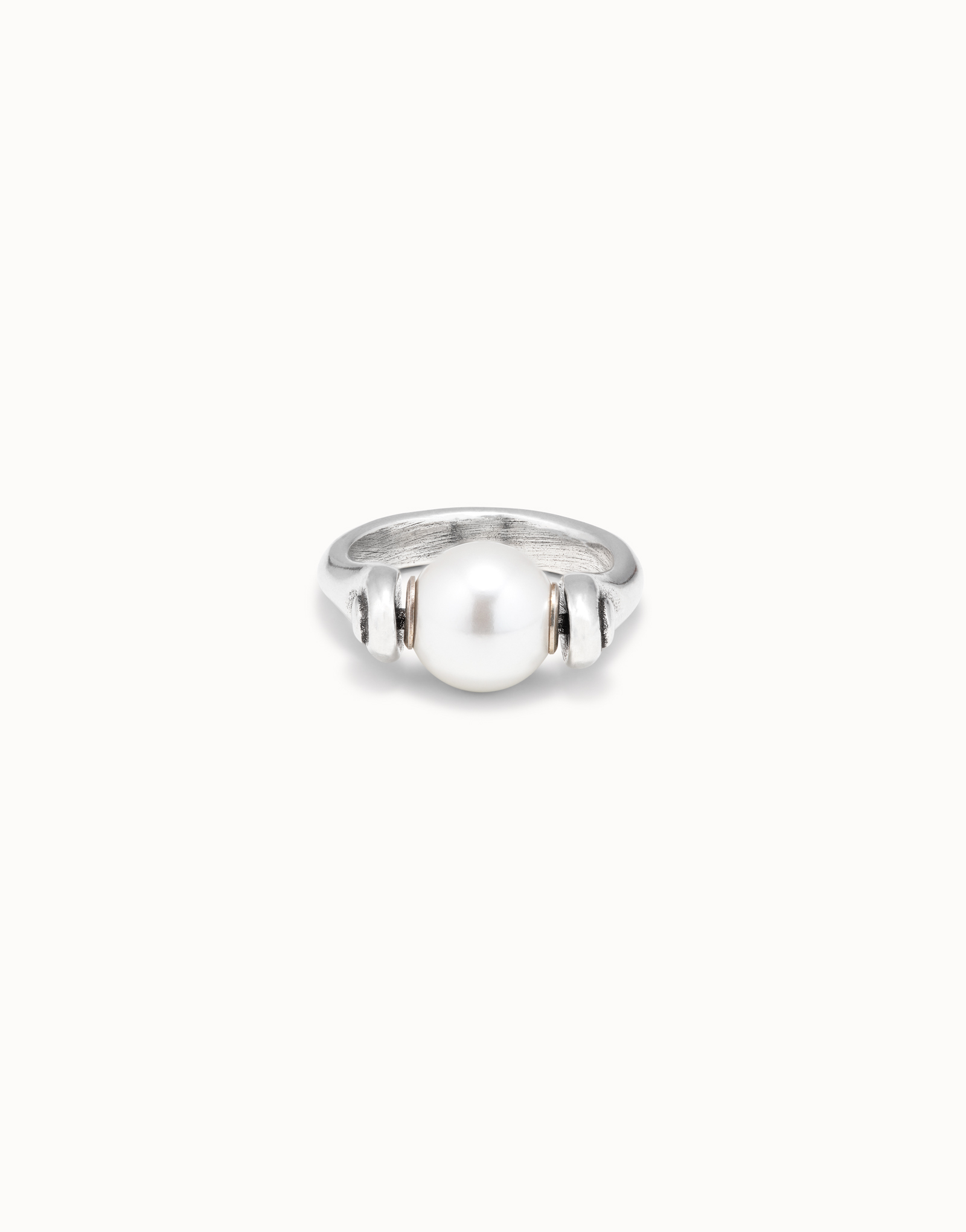 Sterling silver-plated ring with pearl, Silver, large image number null