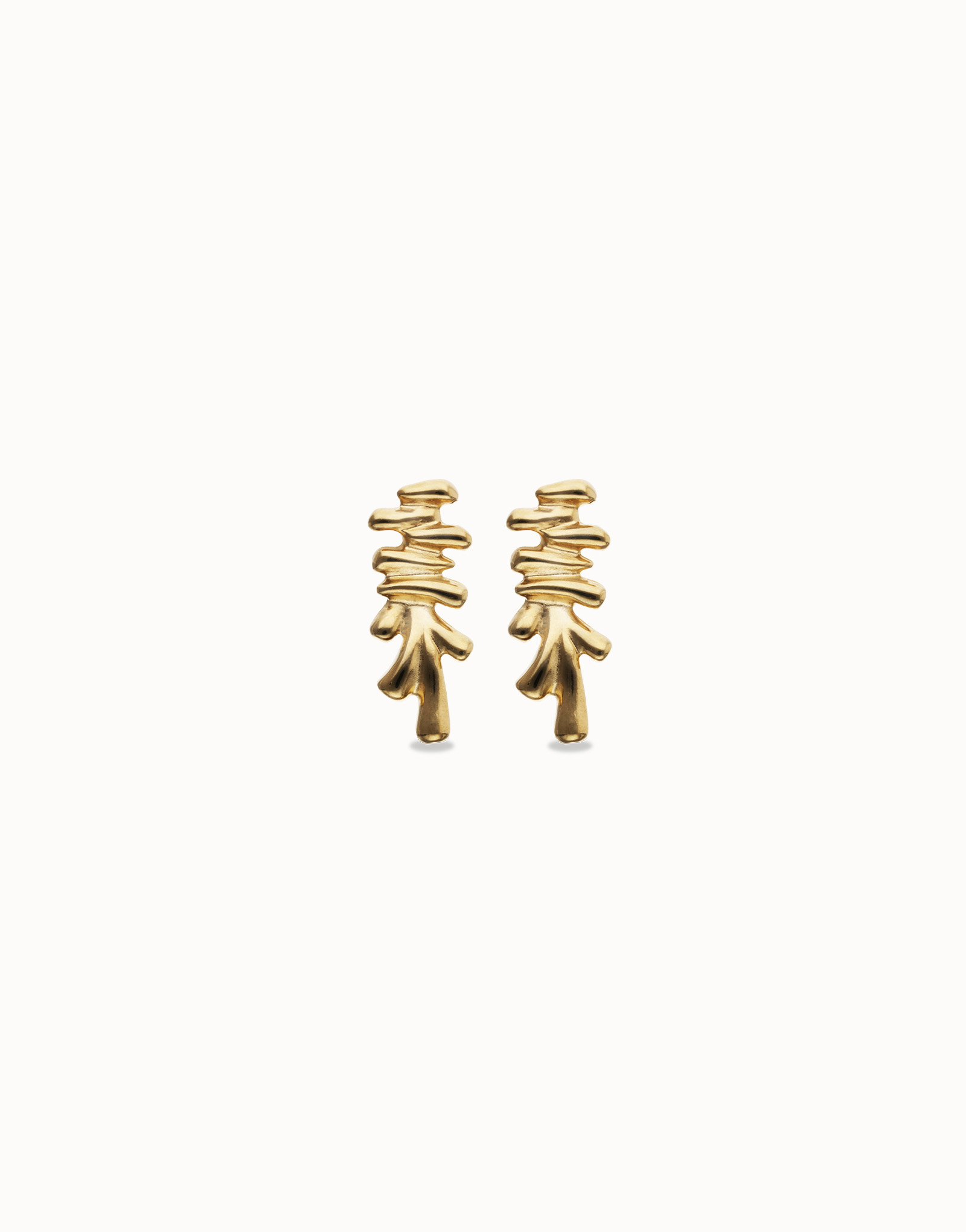 Pendientes alargados ba&ntilde;ados en oro 18k y forma irregular, Dorado, large thumbnail