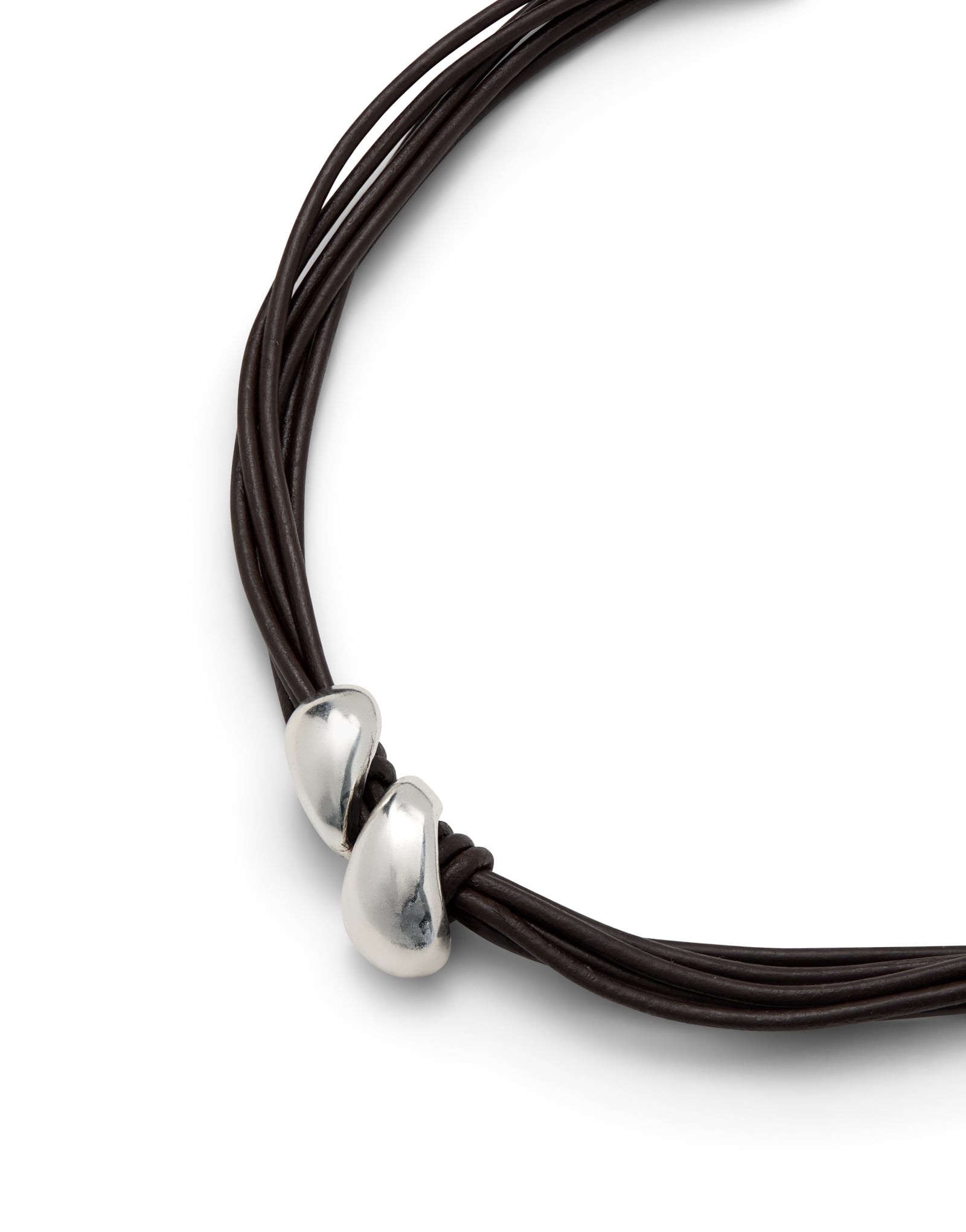 Short leather necklace with two drops