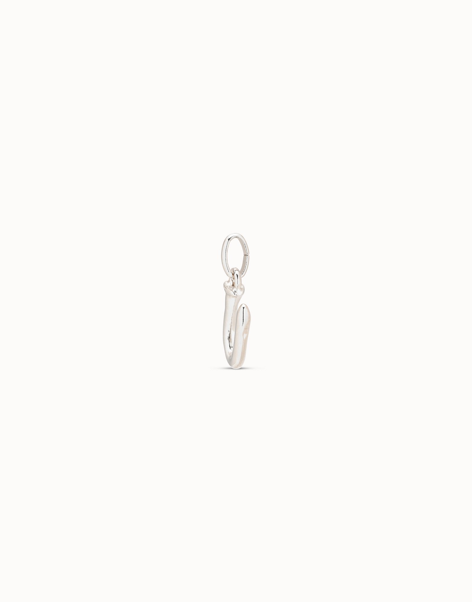 Sterling silver-plated letter U charm, Silver, large image number null