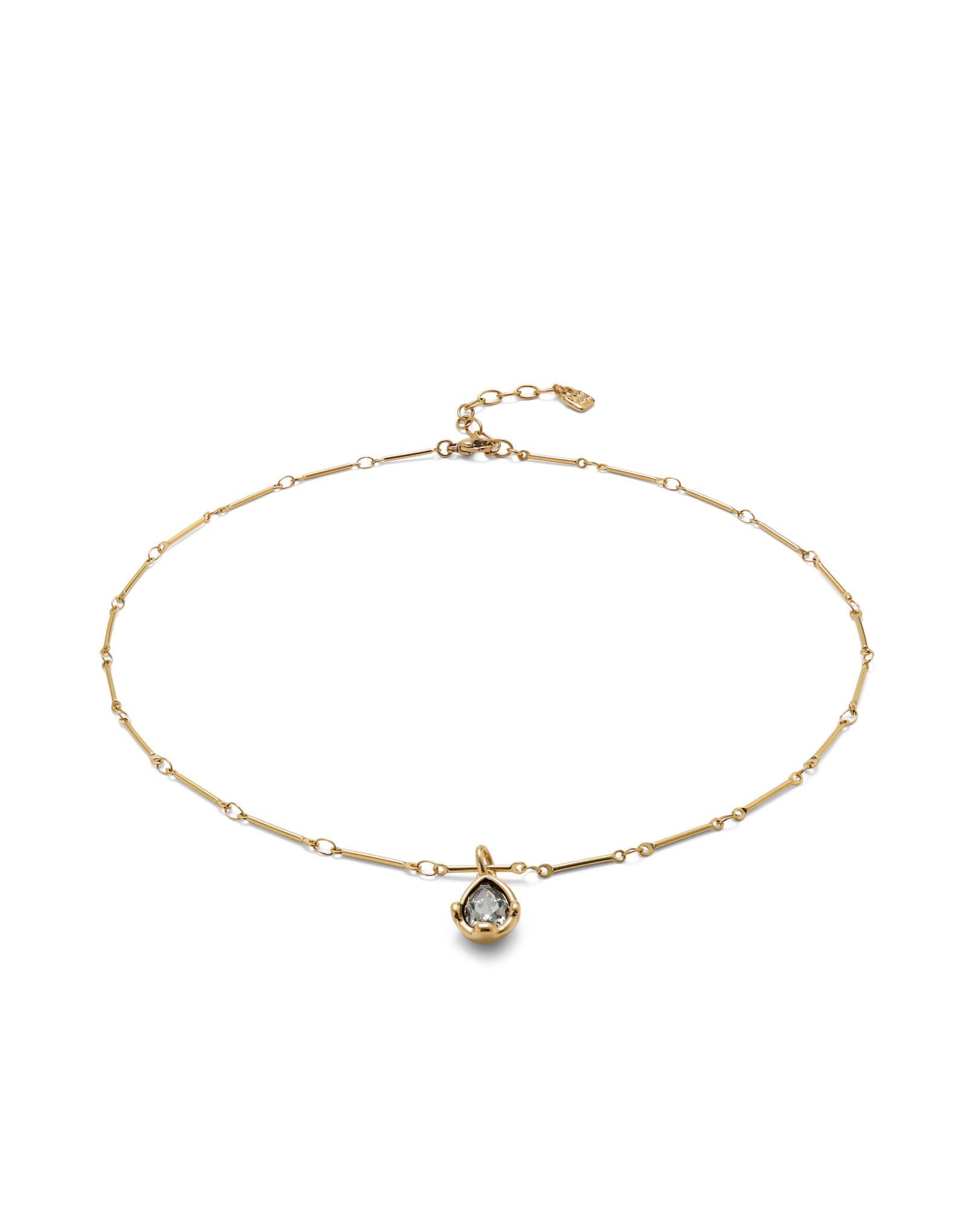 Necklace with a grey drop-shaped faceted crystal