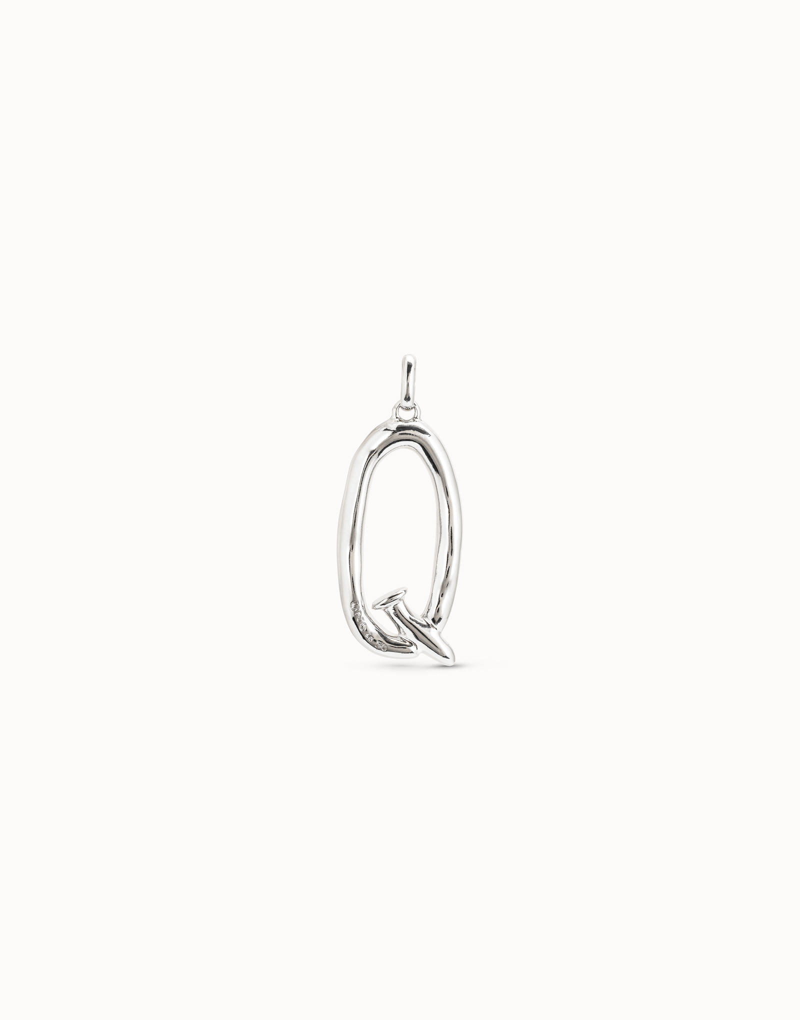 Sterling silver-plated letter Q pendant, Silver, large image number null