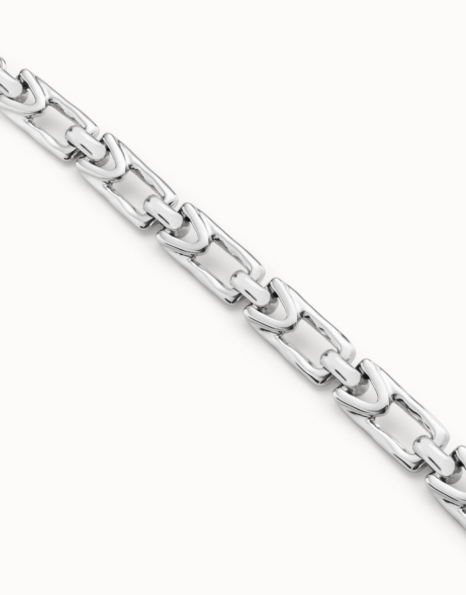 Bracelet plaqué argent avec maillons rectangulaires moyens, Argent, large image number null