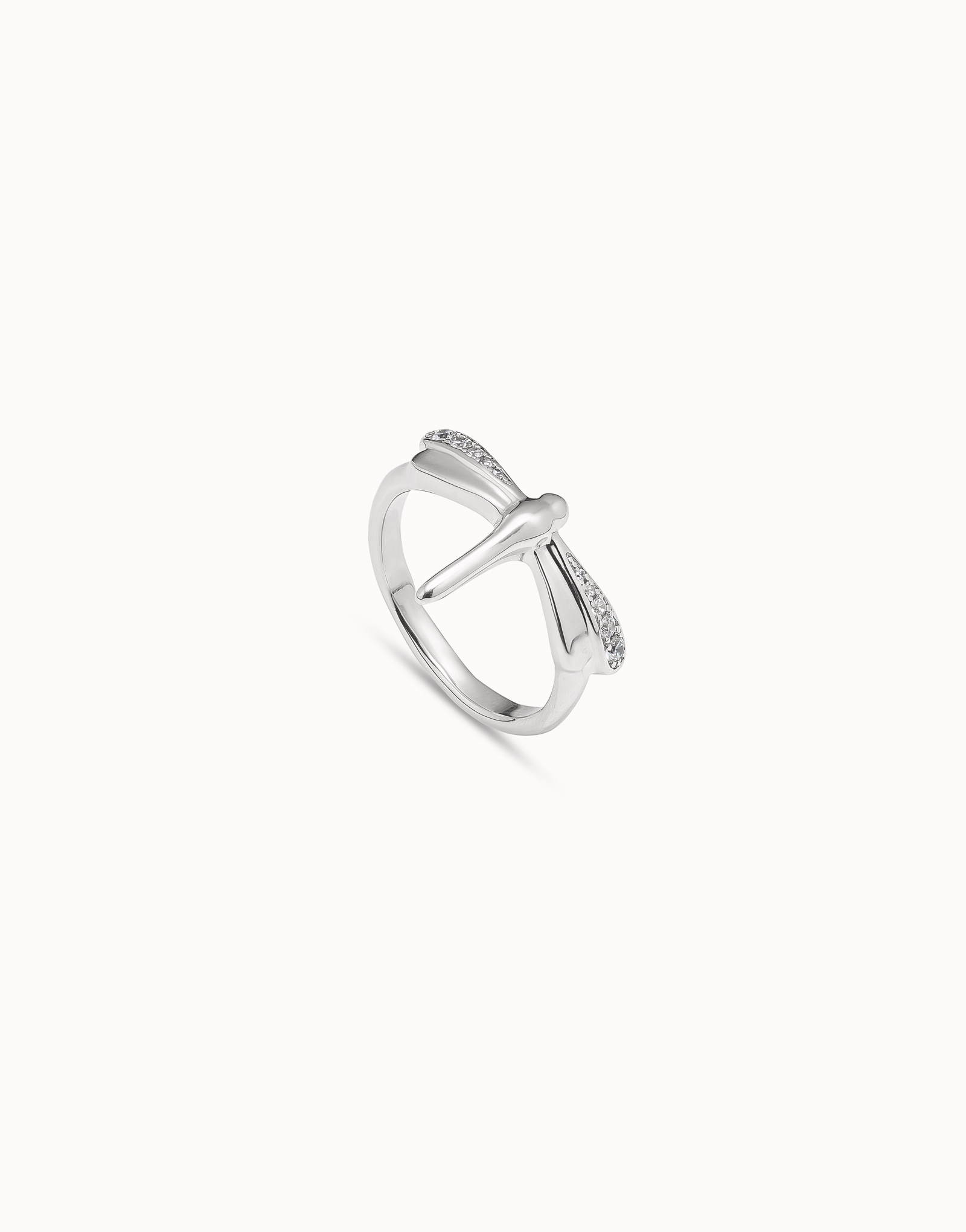 Anello placcato argento Sterling a forma di libellula e con topazi, Argent, large image number null