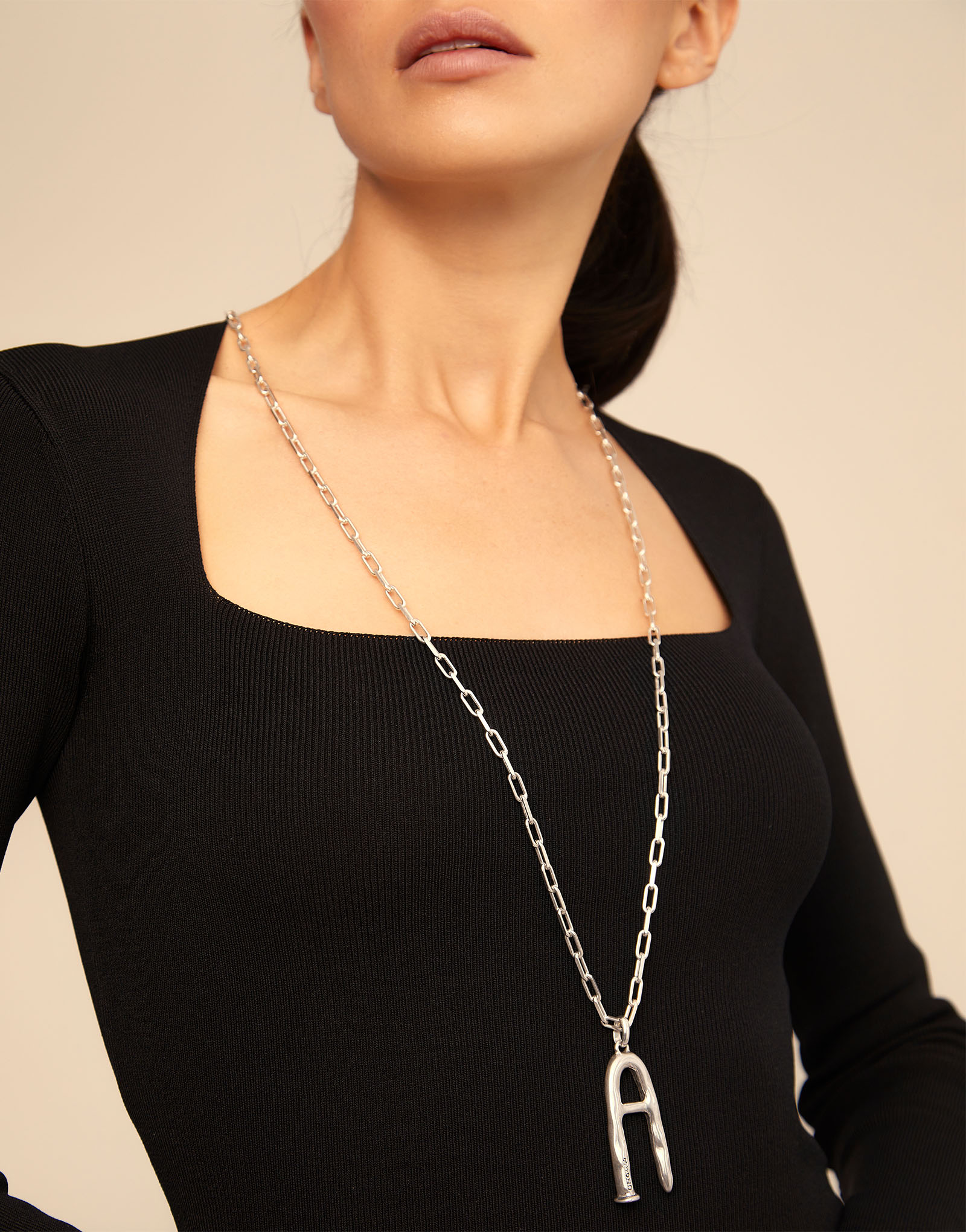 Sterling silver-plated long chain, Silver, large image number null