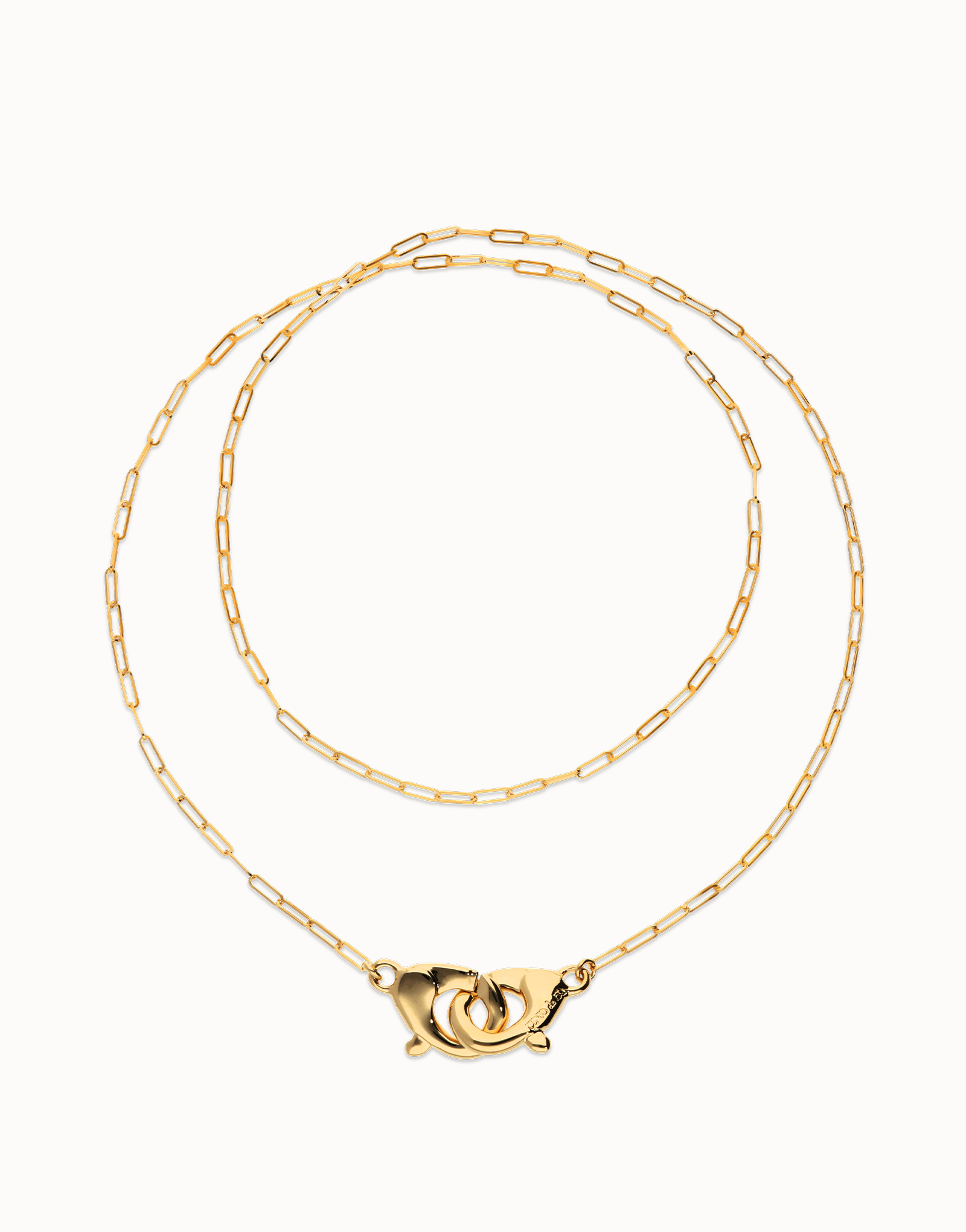 Long necklace with interlocking carabiner, Golden, large thumbnail