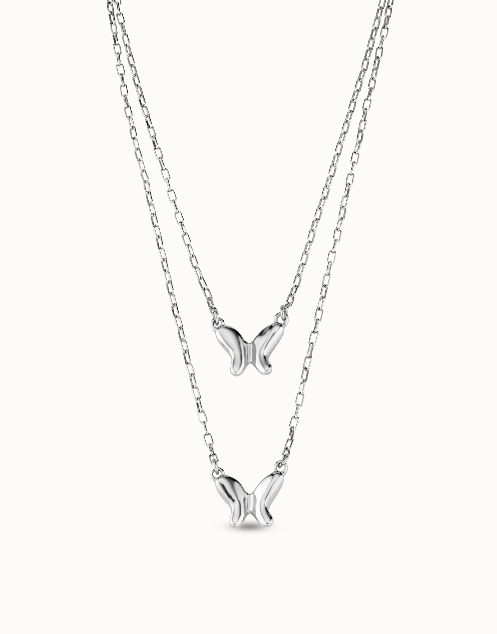 Collier double en alliage métallique plaqué argent, Argent, large image number null