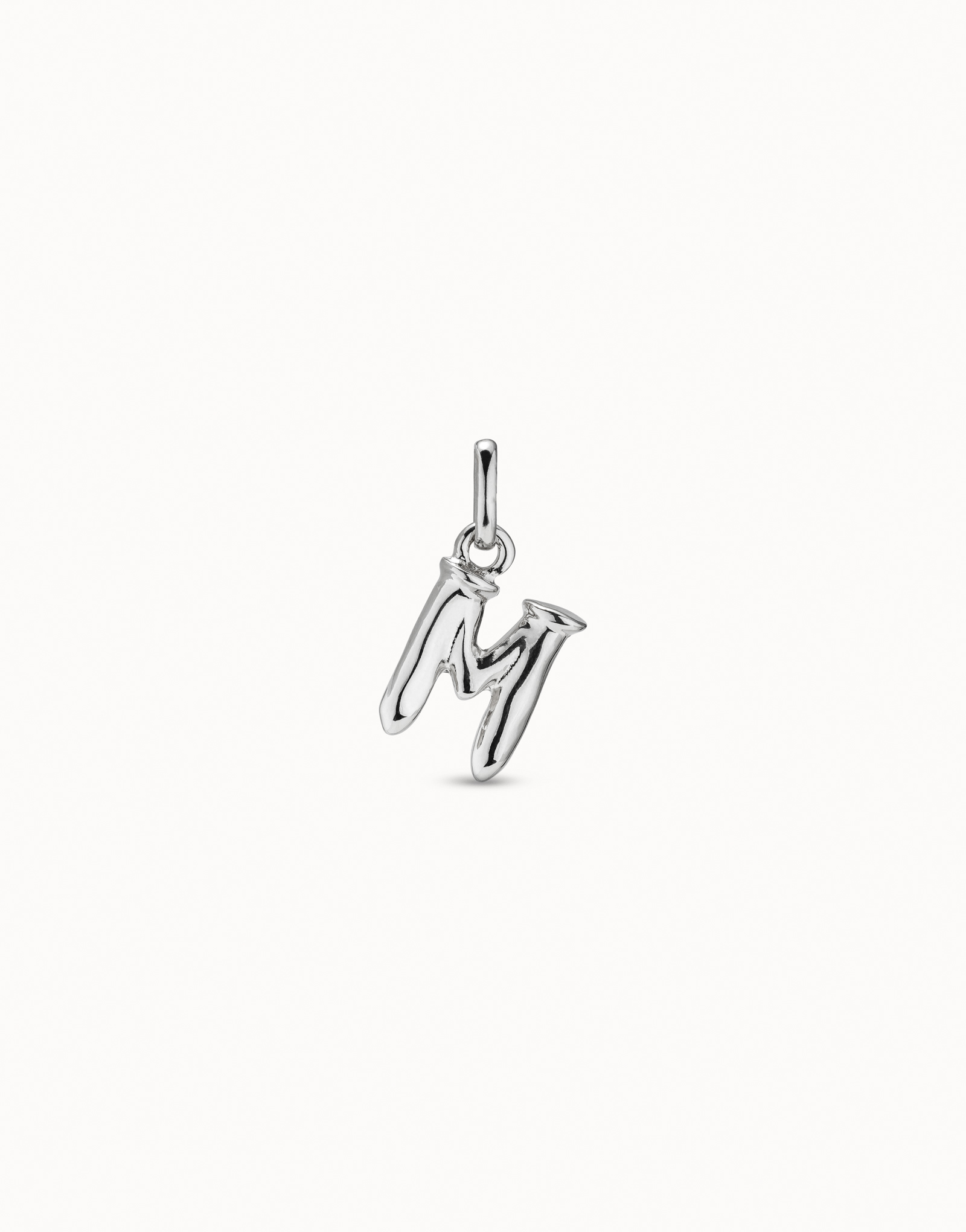 Charm placcato argento Sterling a forma di lettera M, Argent, large image number null