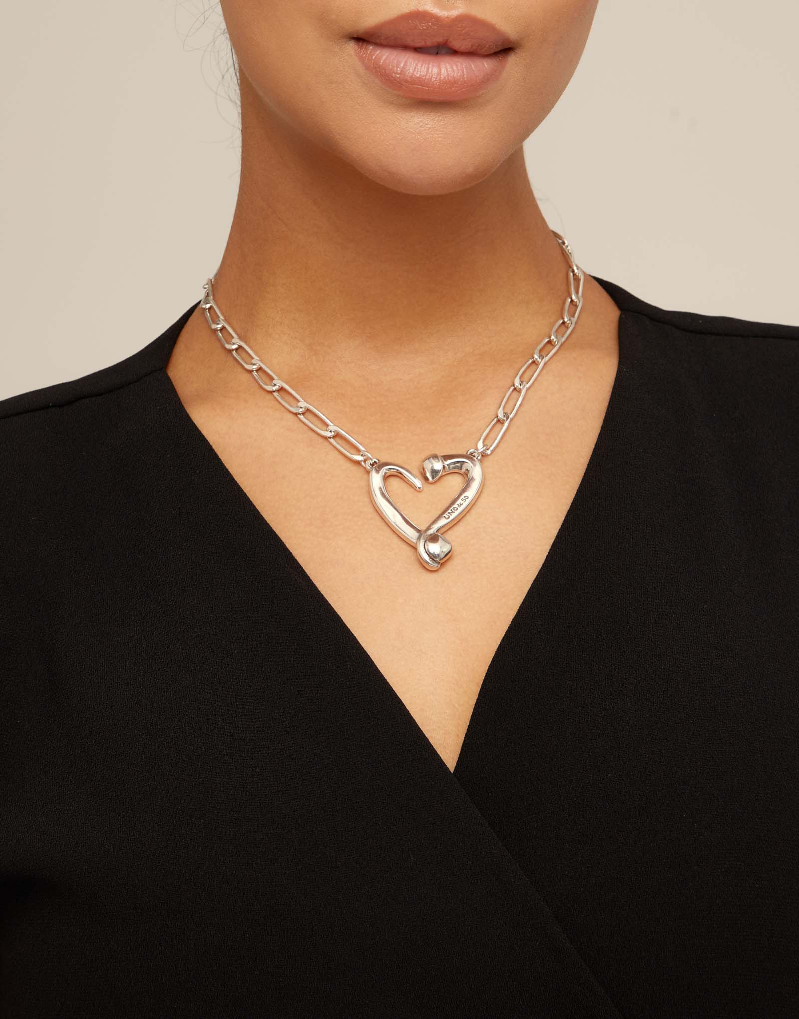 Ciondolo d’argento Sterling a maglie e con cuore, Argent, large image number null