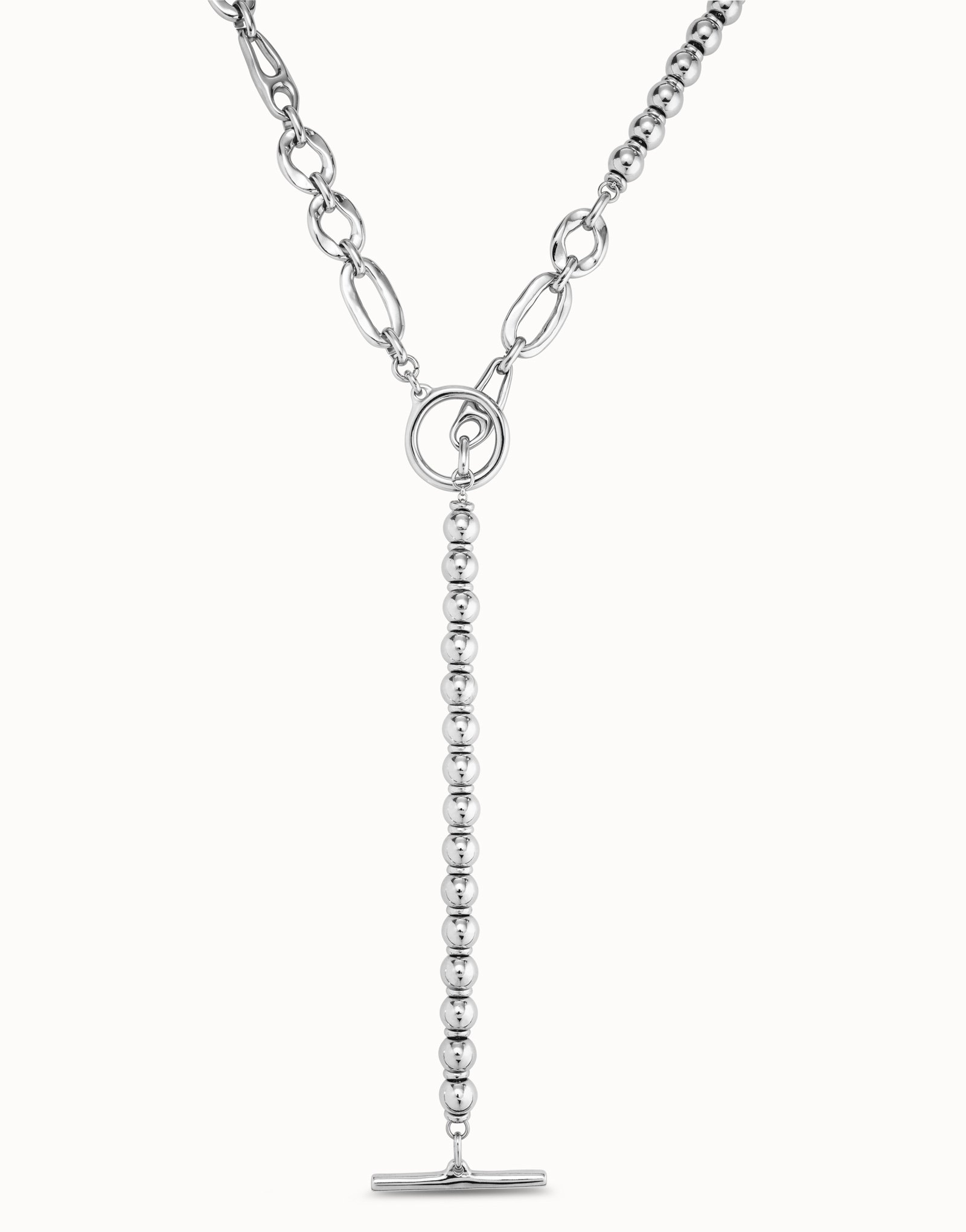 Collier long plaqué argent avec maillons, Argent, large image number null