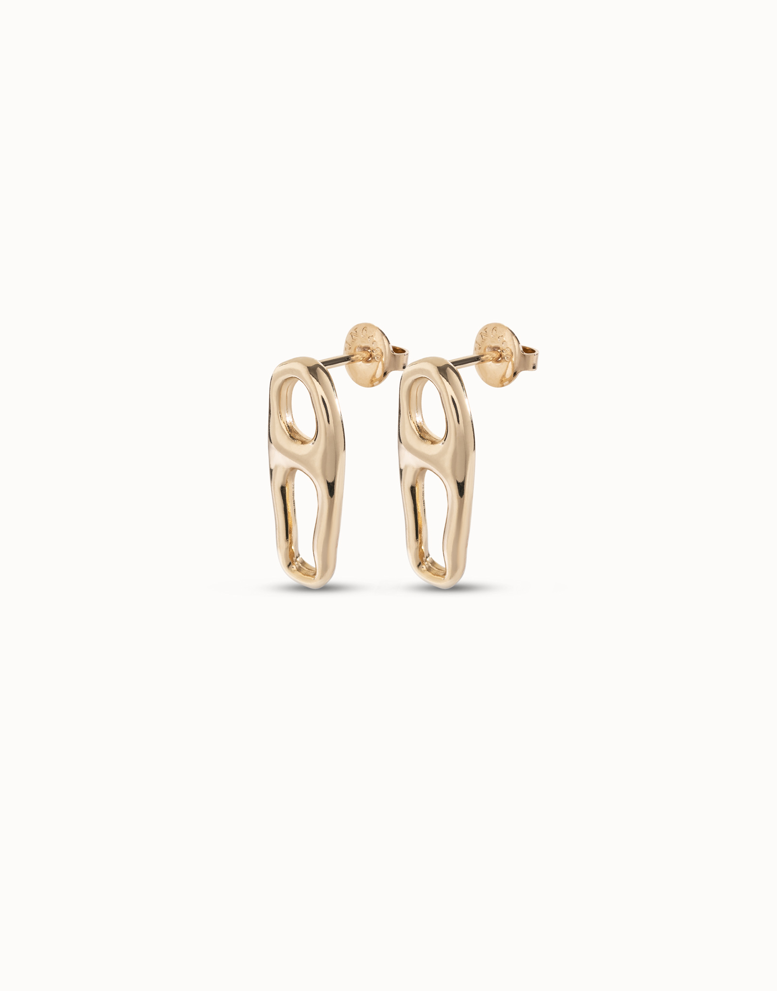 18K gold-plated link shaped earrings, Golden, large image number null