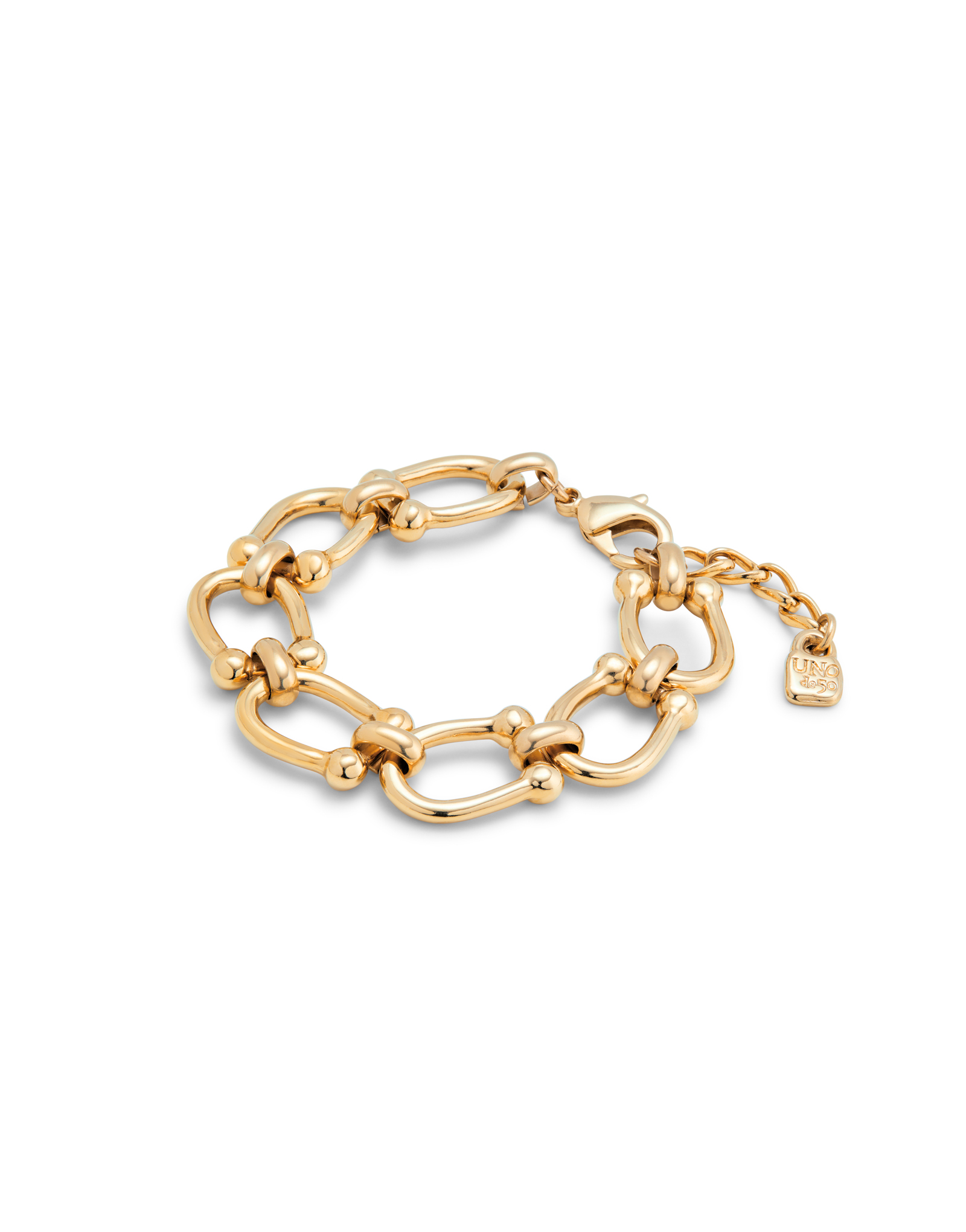 18K gold-plated bracelet with medium sized oval links, Golden, large image number null