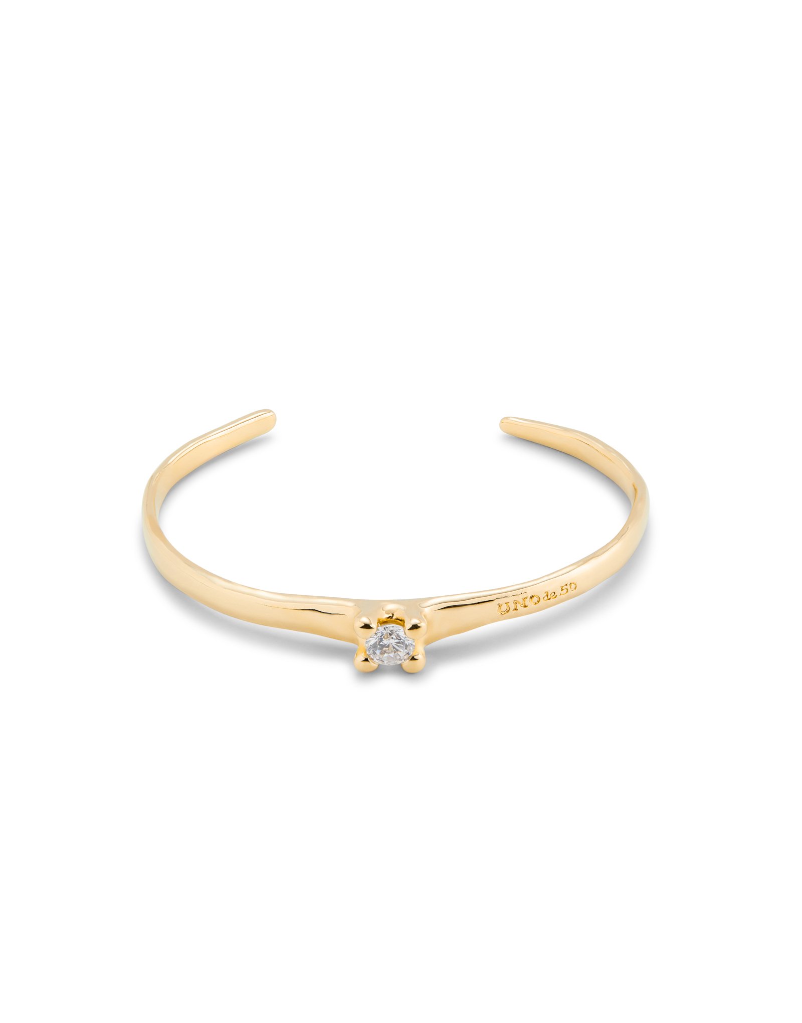 Bracciale rigido placcato oro 18k con zirconia bianca, Dorado, large image number null