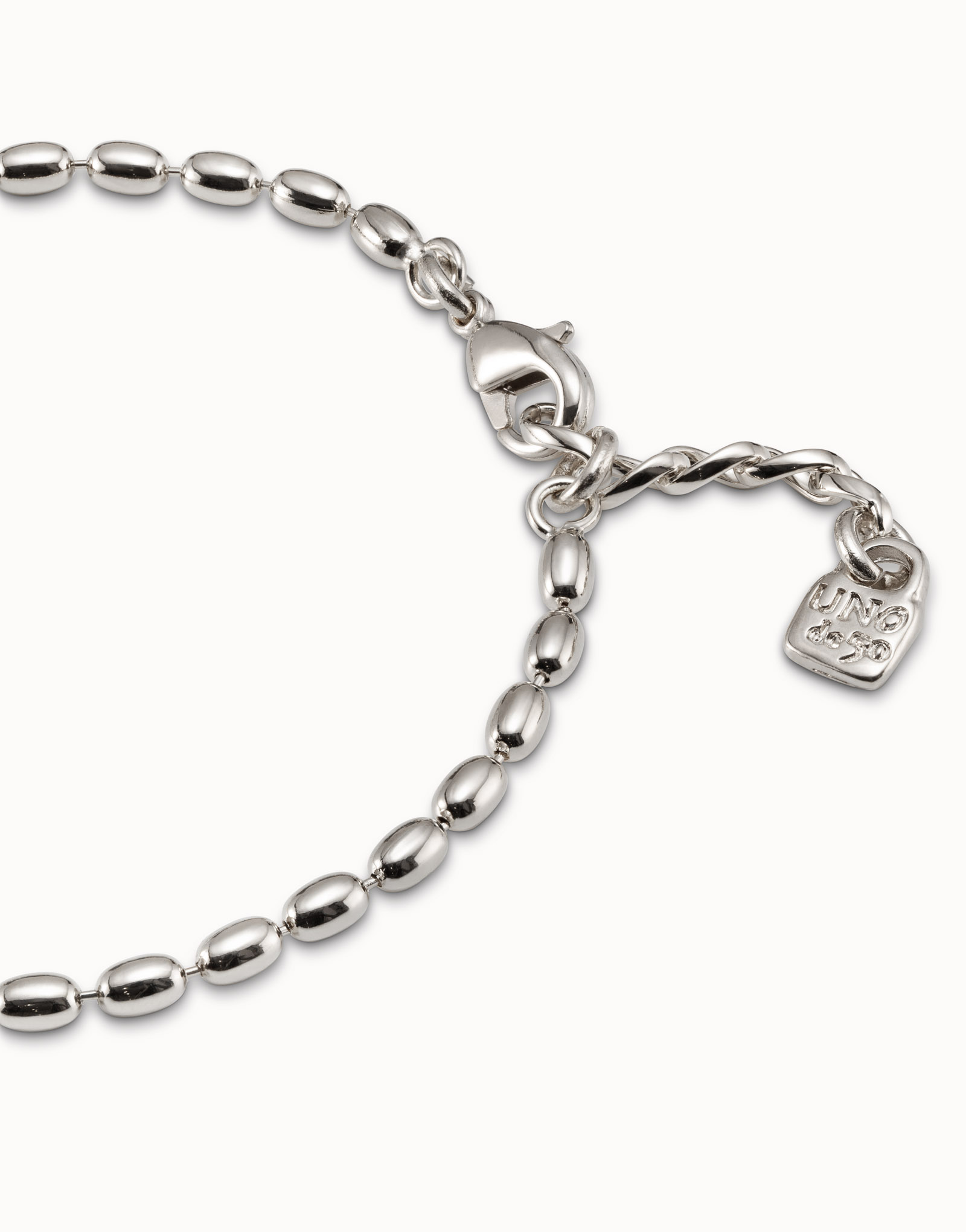 Sterling silver-plated small oval links chain with carabiner clasp, Silver, large image number null