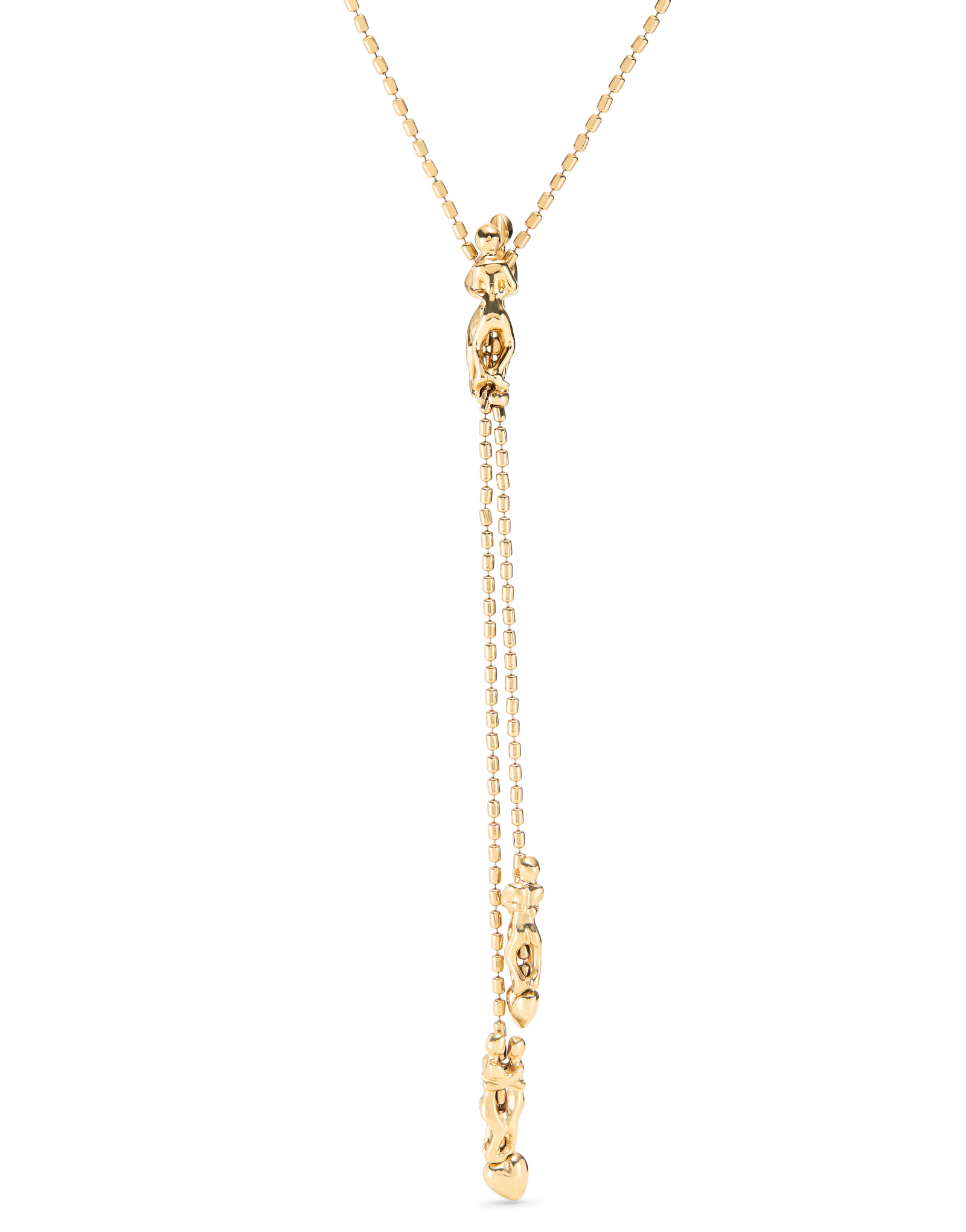 18K gold-plated chain with three figures, one adjustable in the center., Golden, large image number null